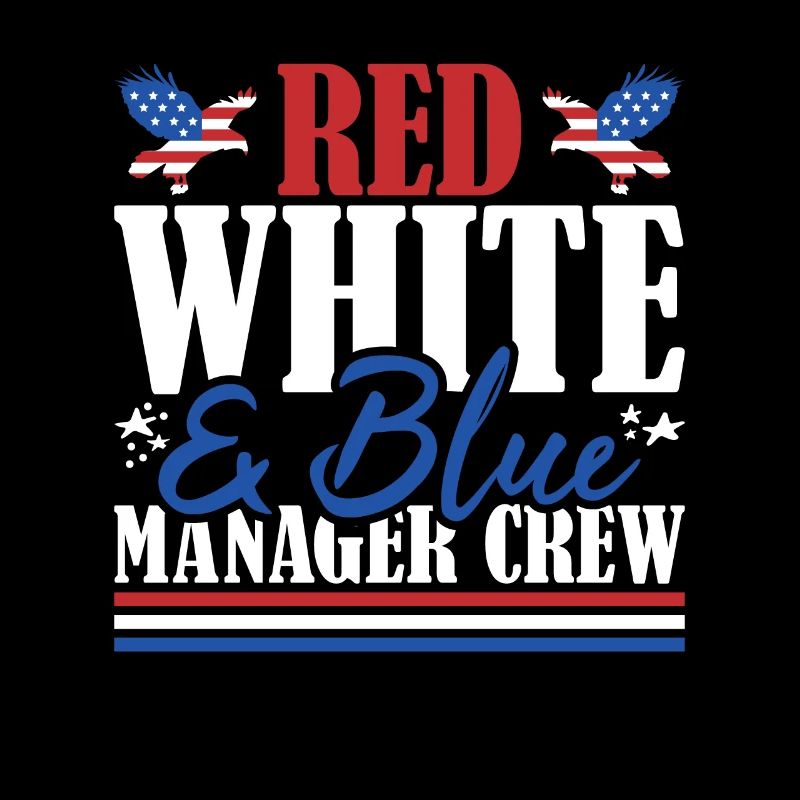 Veteran US Flag Red White & Blue Manager Crew