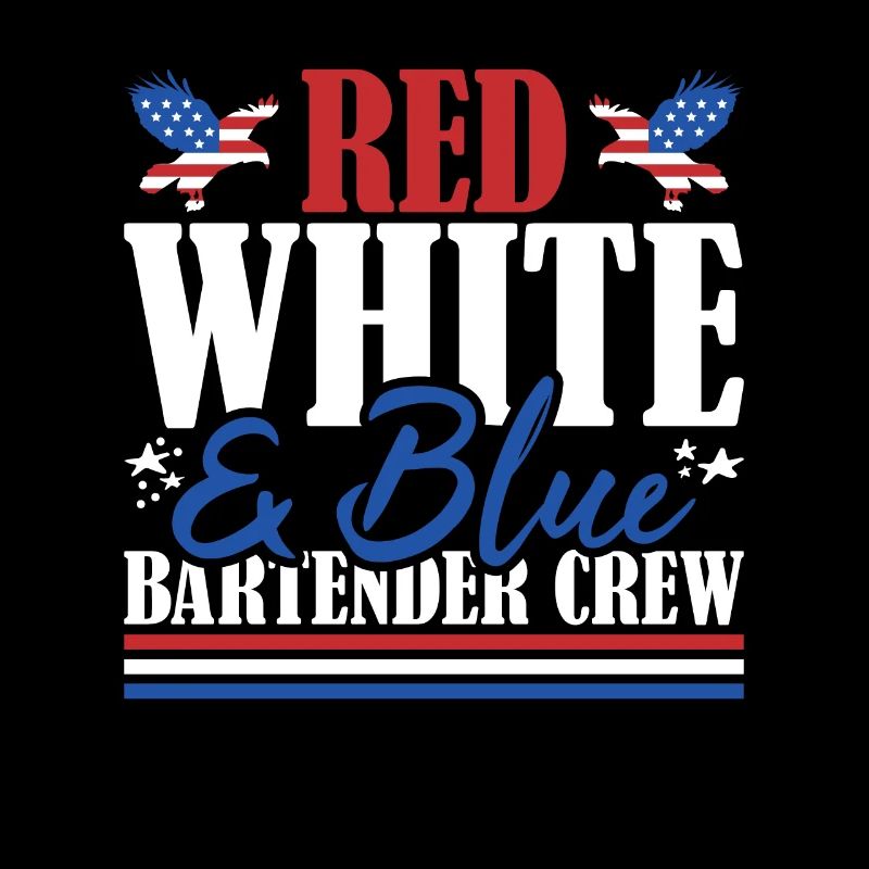 Veteran US Flag Red White & Blue Bartender Crew