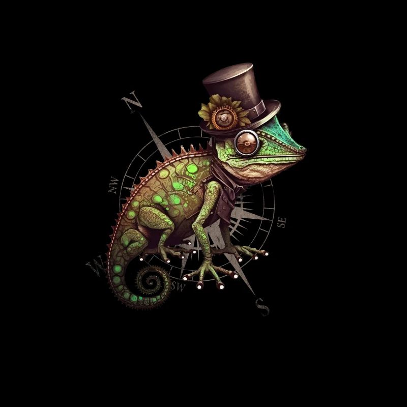 Cartoon Gekko with Compass