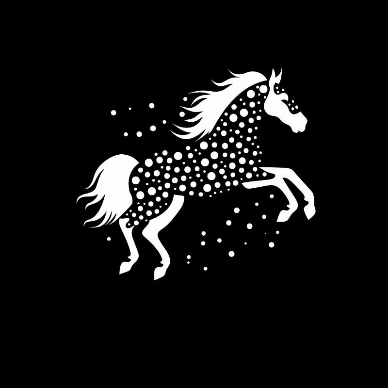 Sauts de chevaux sauvages avec des points