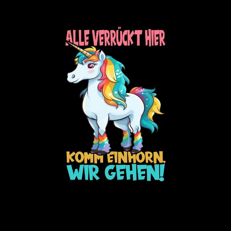 Comic Einhorn Verrückte Regenbogen Mähne