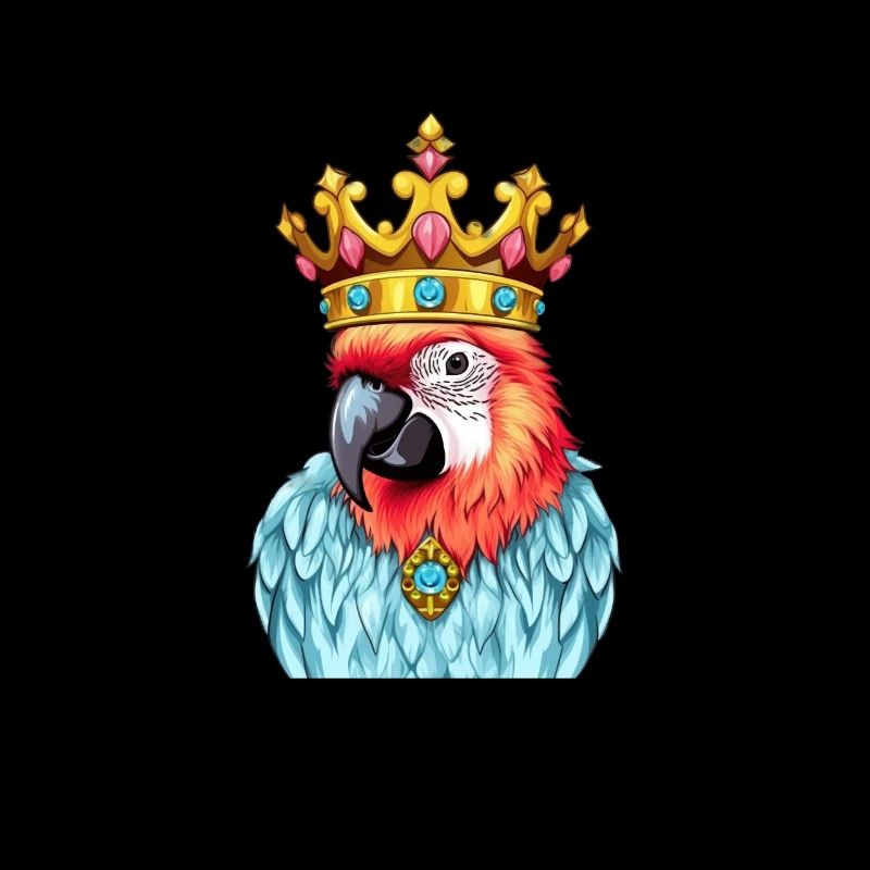 Bunter Monarch-Papagei - Comic-Stil Vogelkrone