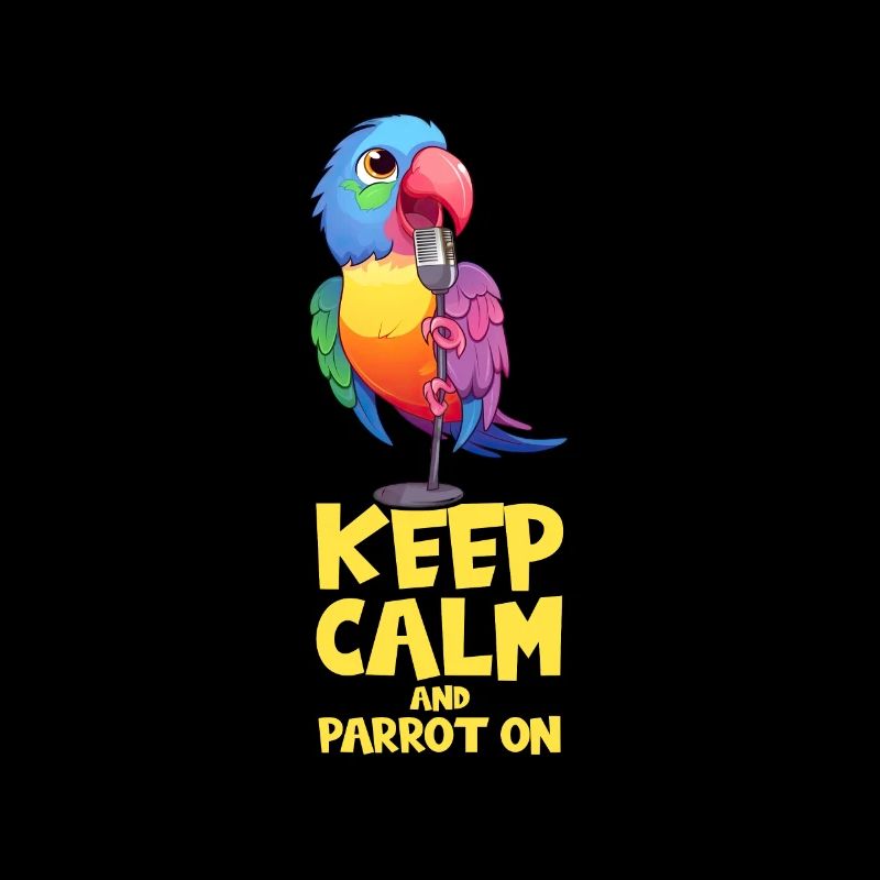 Keep Calm & Parrot On: Comic Parrot avec microphone