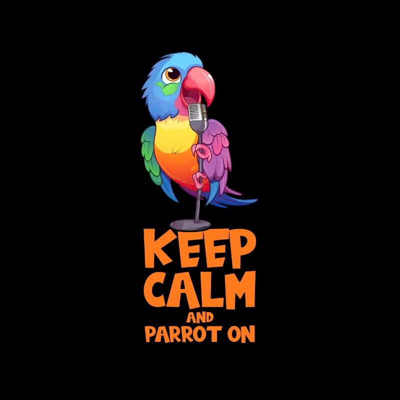 Keep Calm & Parrot On: Comic Parrot avec microphone