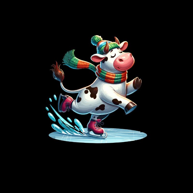 Ice Skating Cow - Winter comic