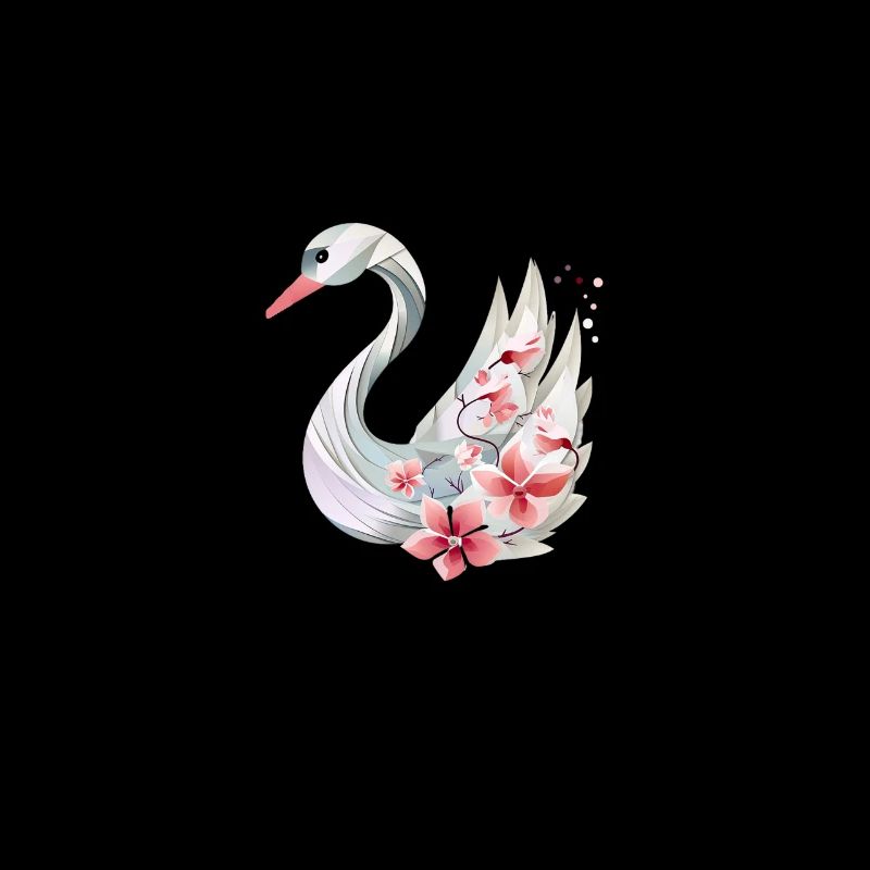 Cygne élégant avec des fleurs