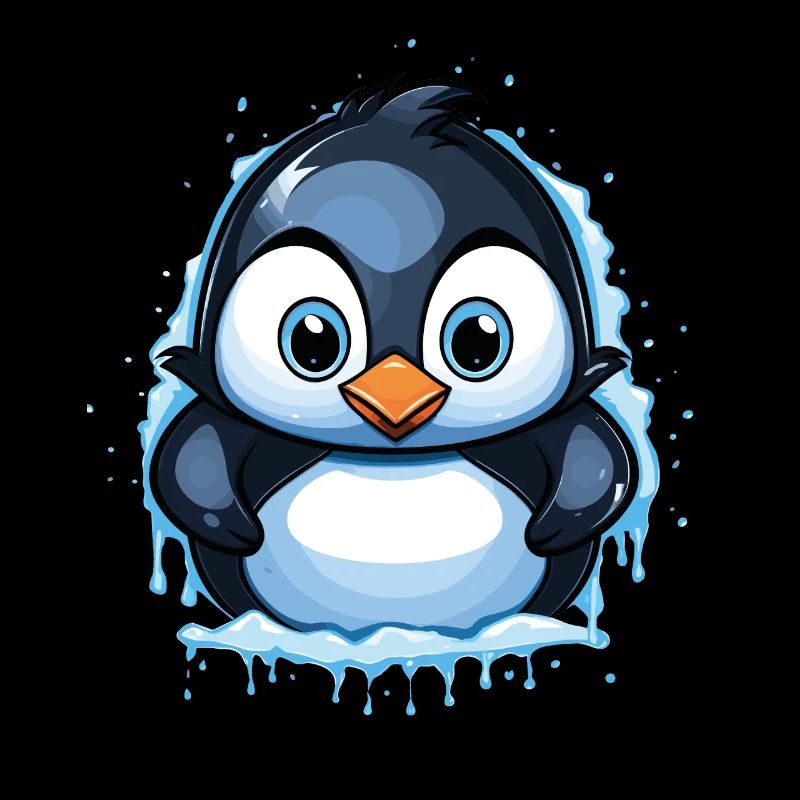 Śliczny słodki pingwin Mróz
