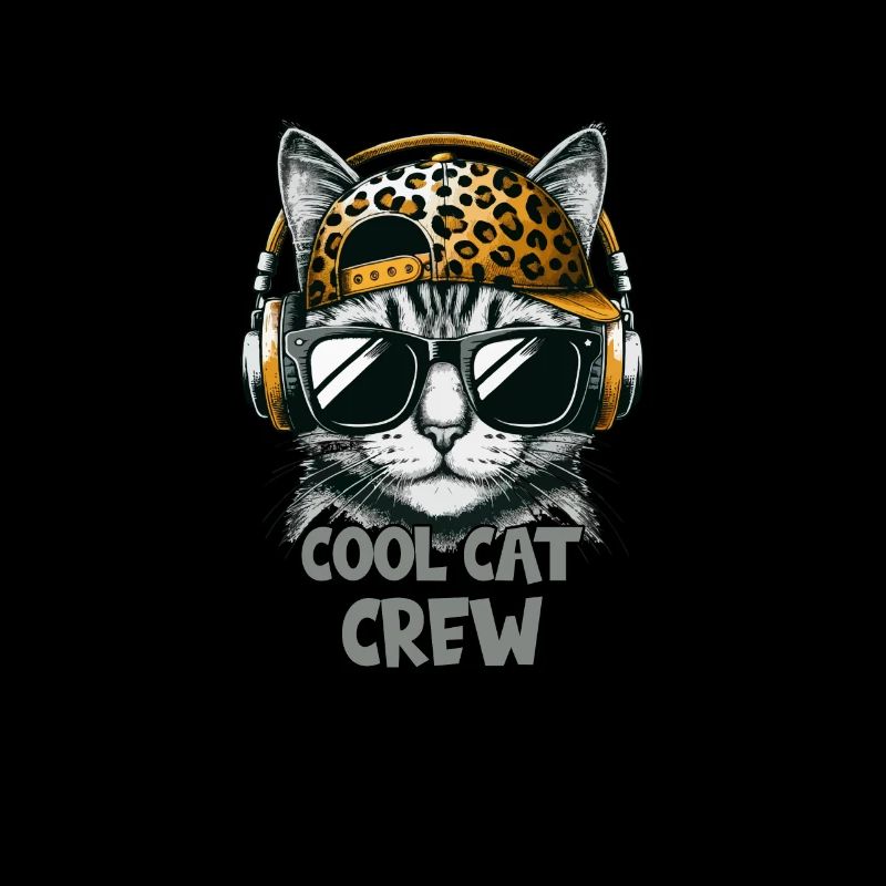 Chat cool avec lunettes de soleil et écouteurs