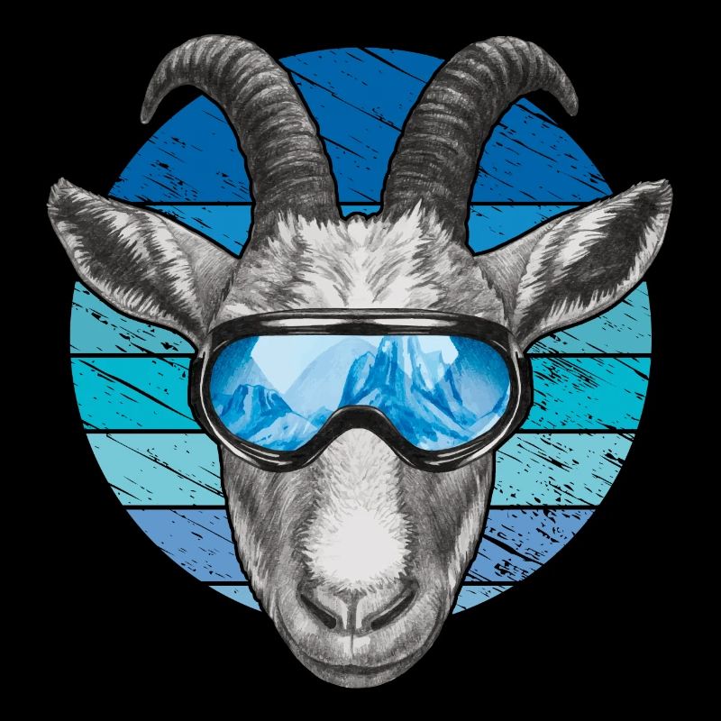 Funny goat with ski goggles