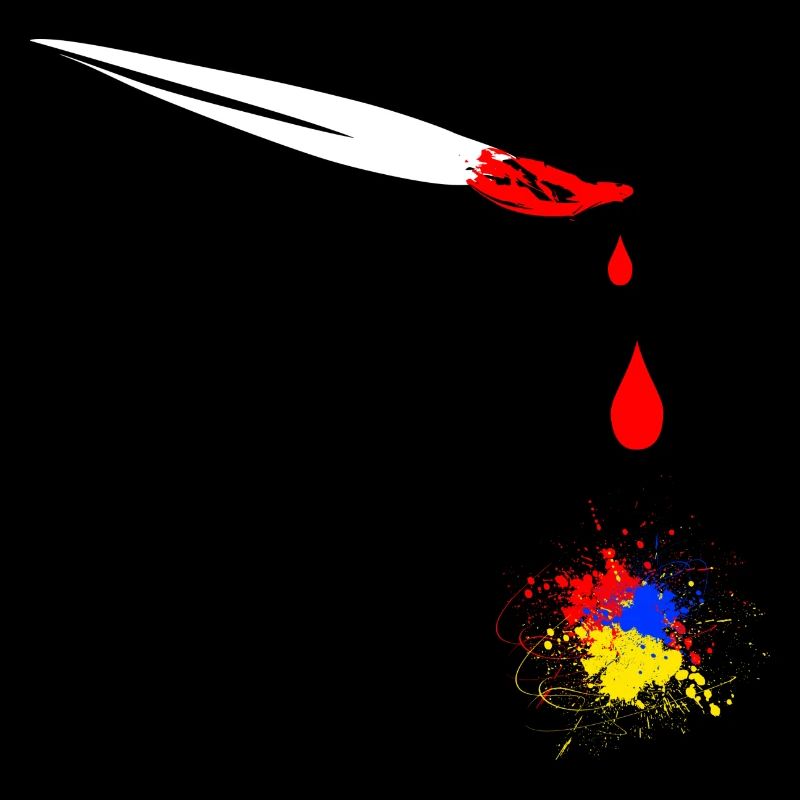 Pinsel mit Farbklecks weiss