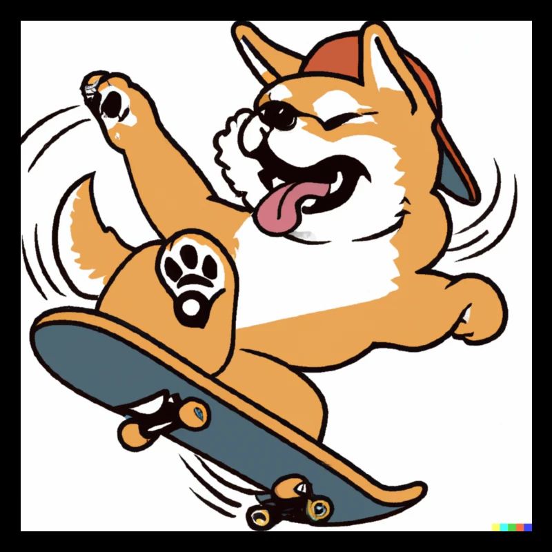 Very cool looking shiba inu doing a kickflip