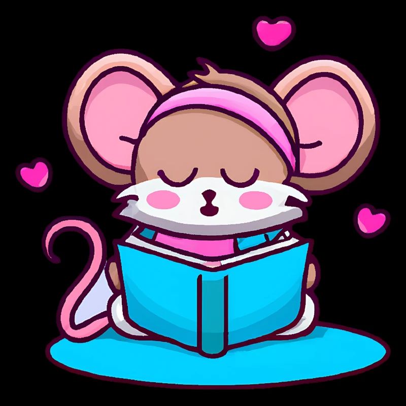 Mouse Book Reading Heart Bookworm