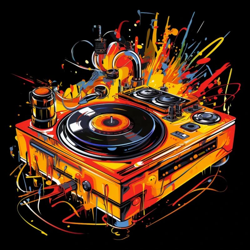 Turntable DJ Love Graffiti Design