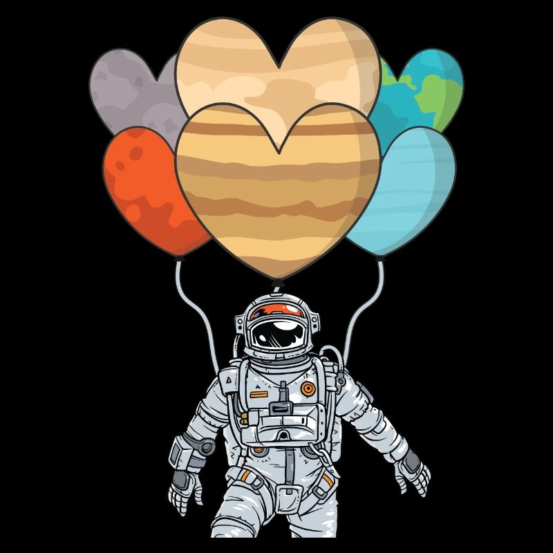 Astronaut with balloon - solar system planet