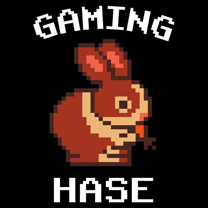 Pixel bunny with gaming motif