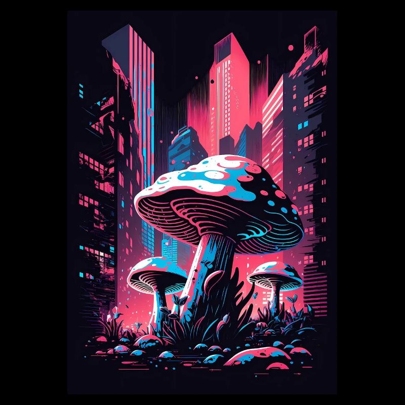 Mushroom Neon Vaporwave Natural Technocrat Hacker Techie