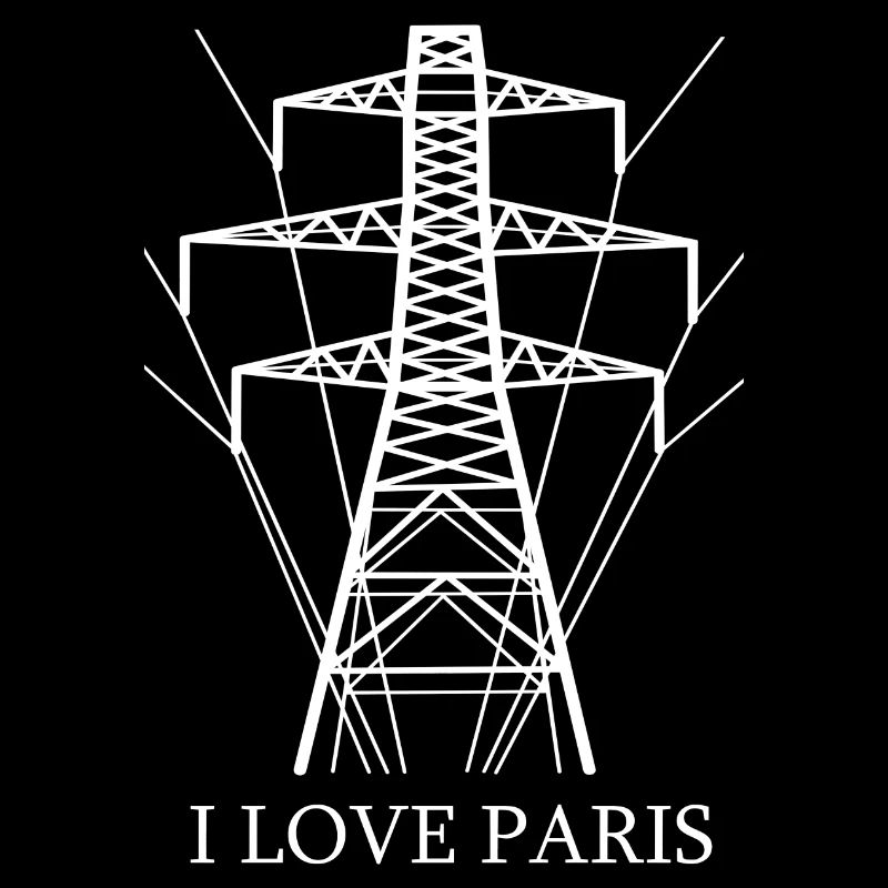 Ironisch Ich liebe Paris Eiffelturm als Strommast