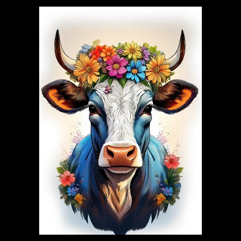 Vache avec couronne de fleurs