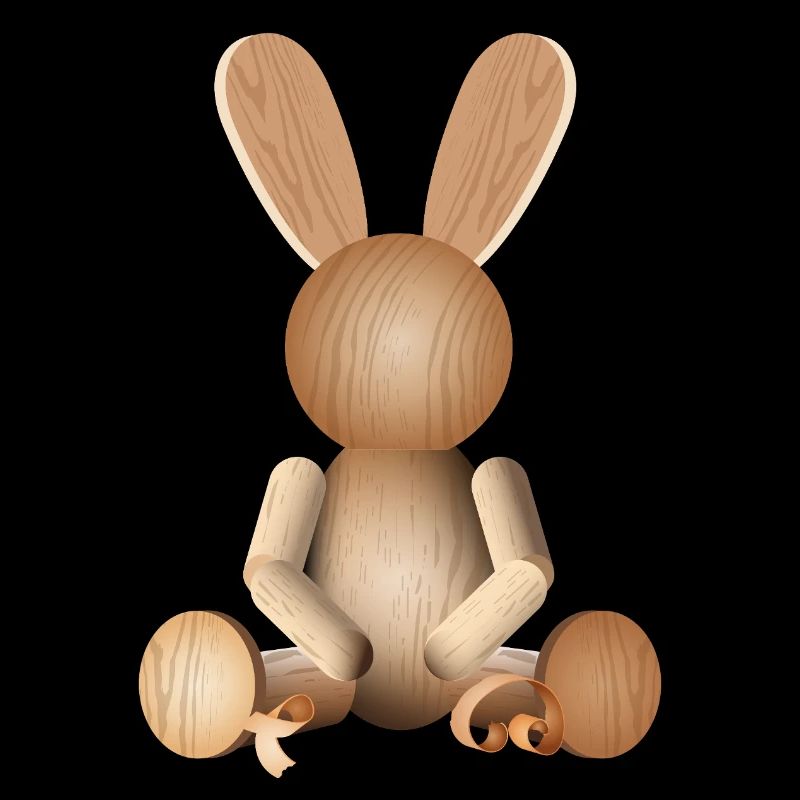 Illustrative Holzoptik – Charmante Hasenfigur