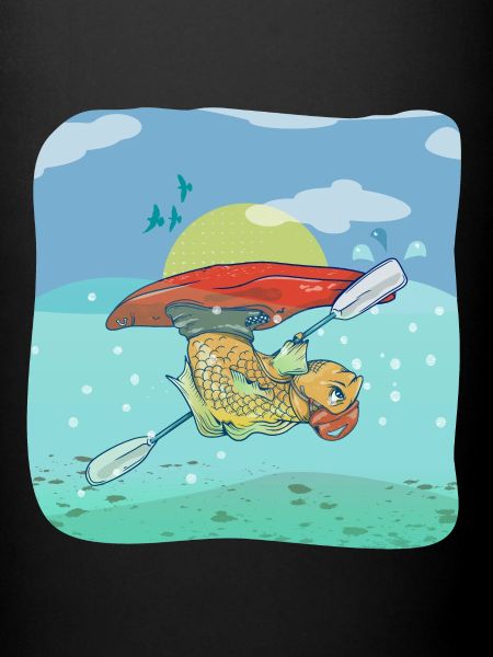 Poisson pagayant un kayak