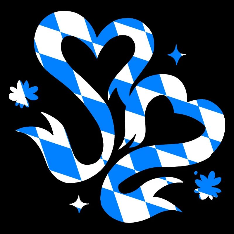 Drapeau de Bavière Coeurs Drapeau de Bavière Coeur Vintage