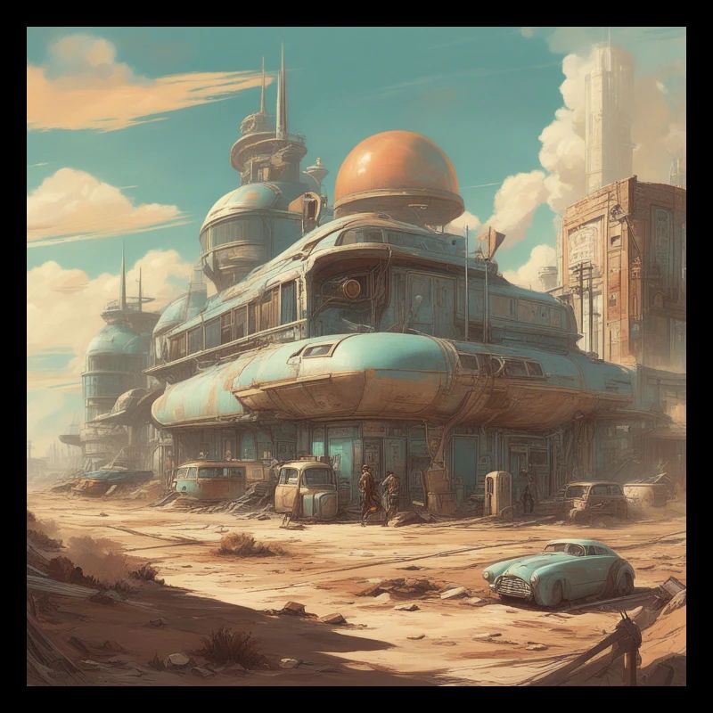 retro-futurism,1950s,lowpoly,artwork,scetch