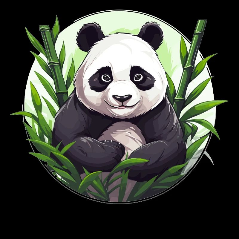 Giant panda with bamboo