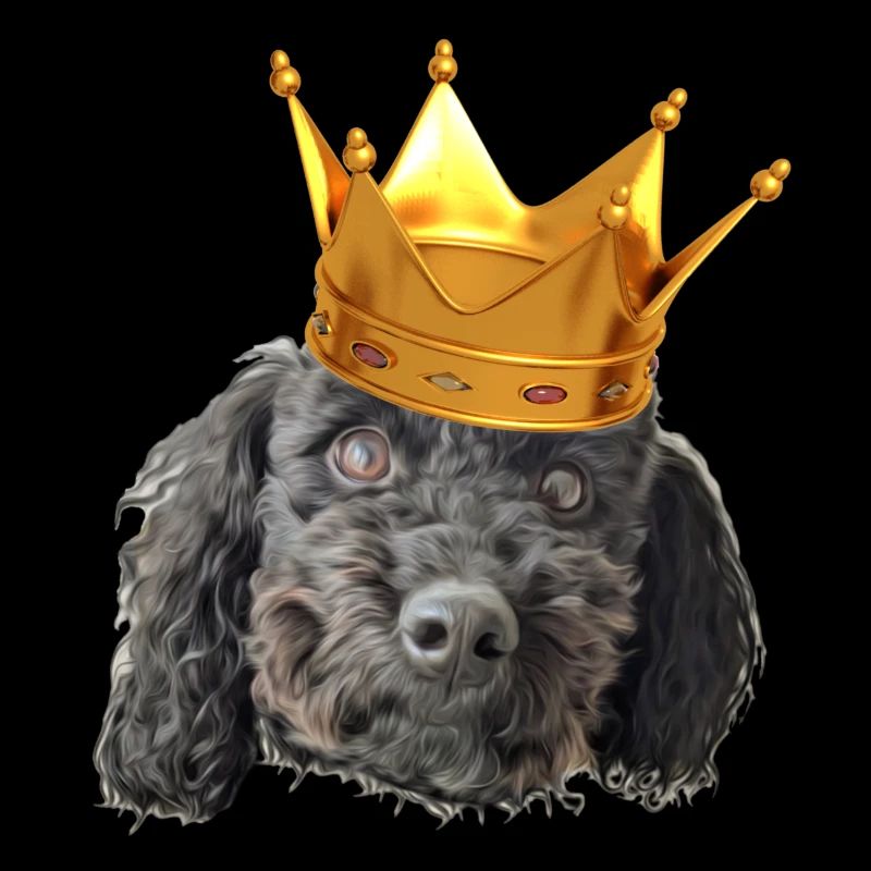 cute cute black poodle with crown