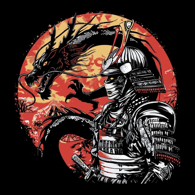 Cybernetic Samurai with Japanese Dragon