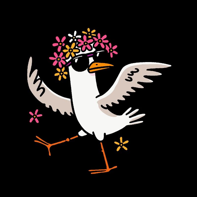 Comic Seagull Bird Flower Sunglasses Hamburg