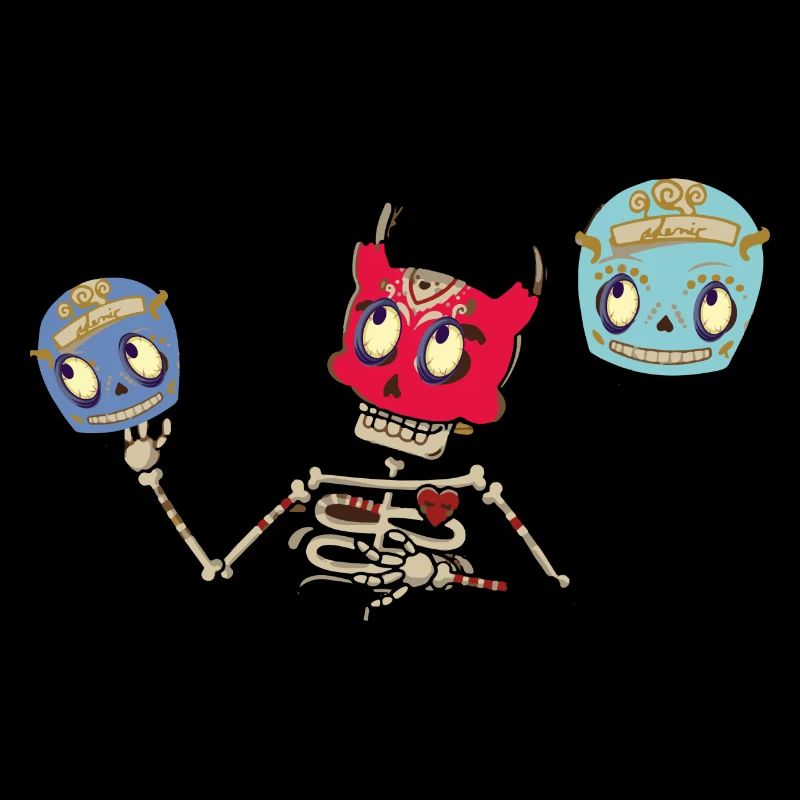 monster,skull,Mexican mask, flowers,