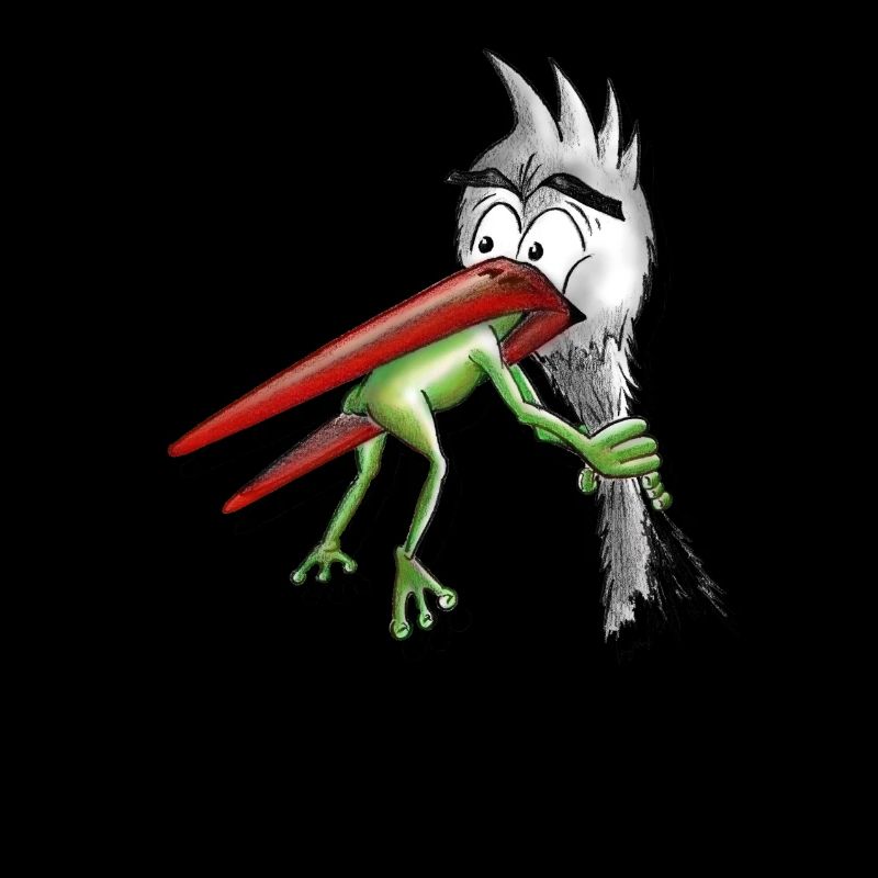 Storch mit Frosch