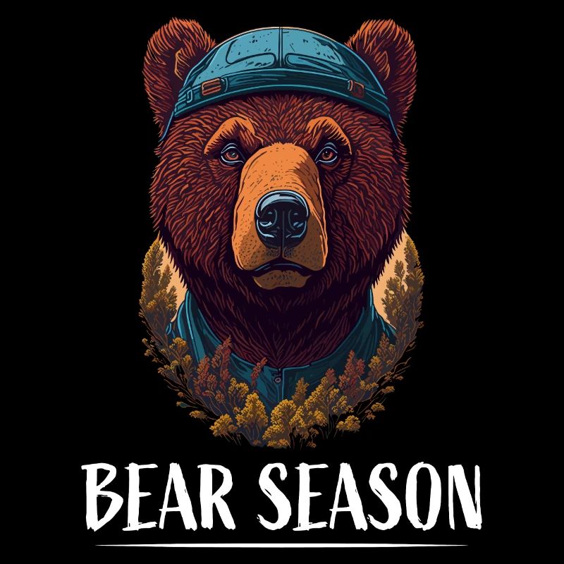 Illustration de bande dessinée rétro « Saison des ours »