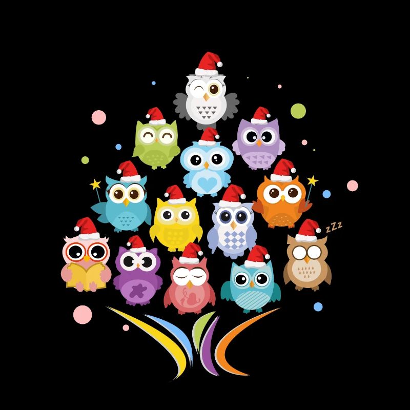 Weihnachtsgeschenke. Tannenbaum - Tiere - Eulen