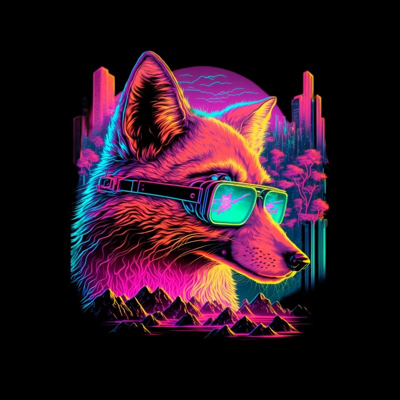 Retro Futuristic Synthwave Fox