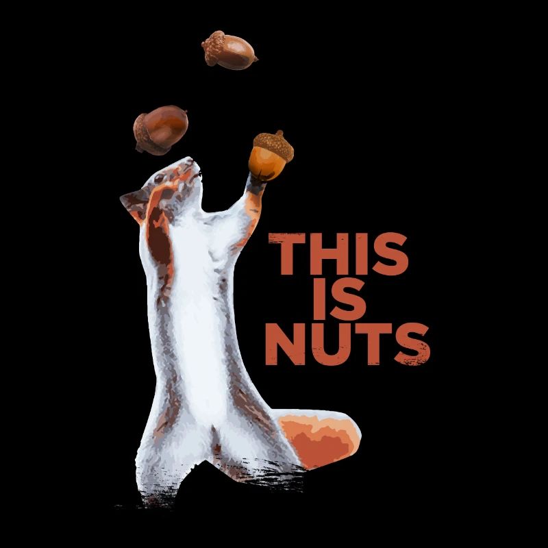 Funny squirrel juggles hazelnut talent