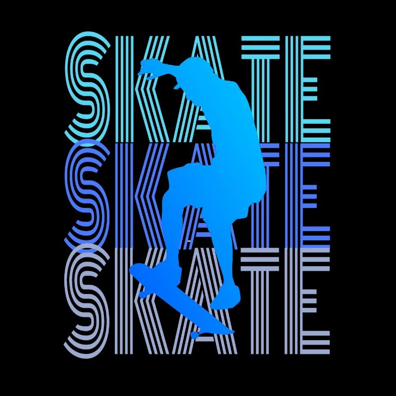 front 1050 Skateboarder Silhoutte Typography Sk8er