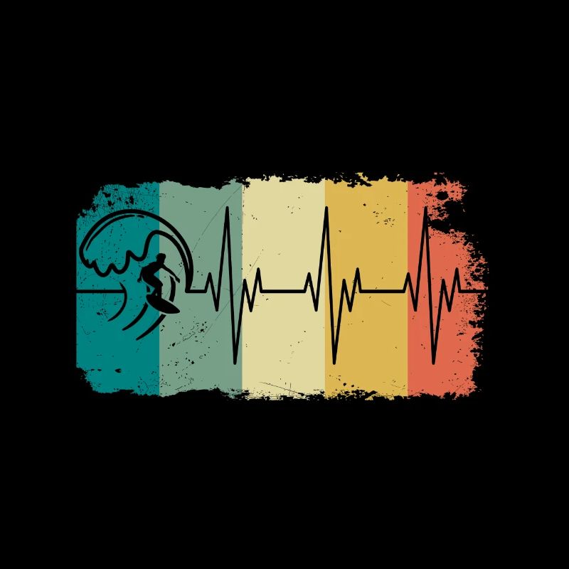 Battement de coeur de surf surfant de pulsation de surfeur vintage