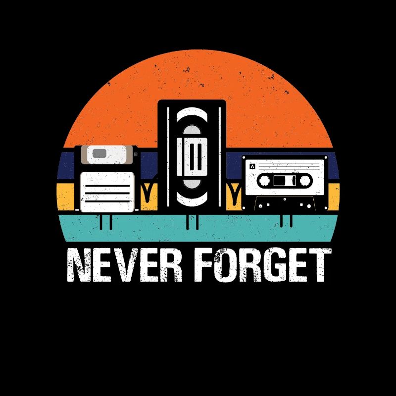 VHS Diskette & Kassette Never Forget - Retro Stuff
