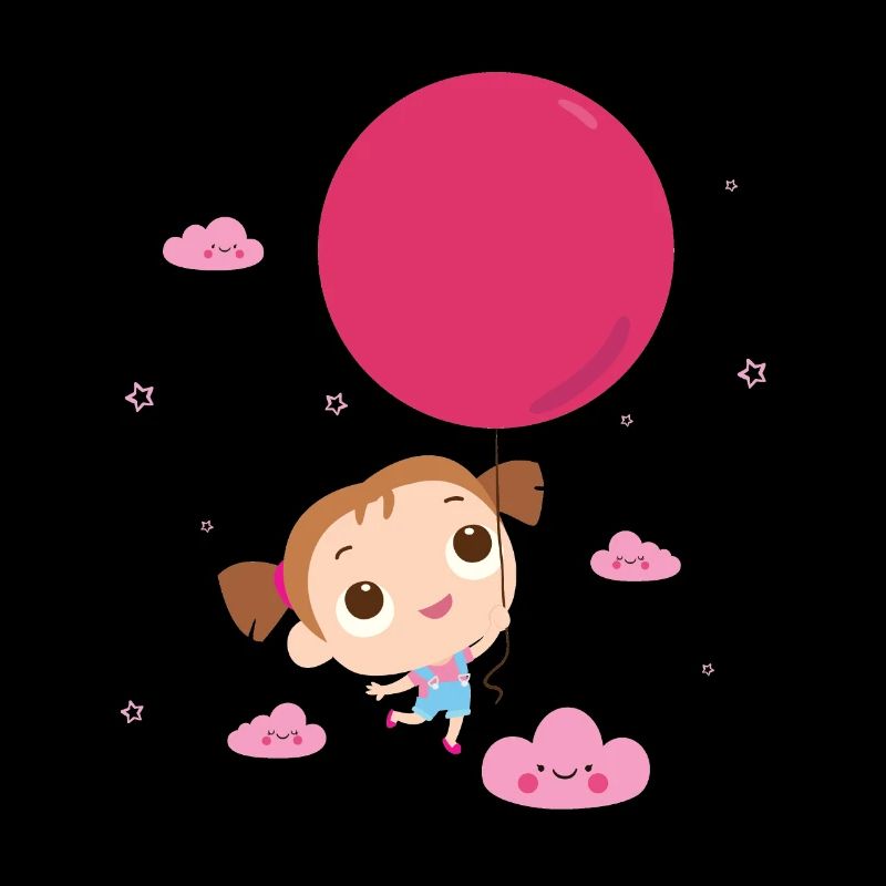 Mädchen Ballon & Wolken Geschenk Kind / Schulkind