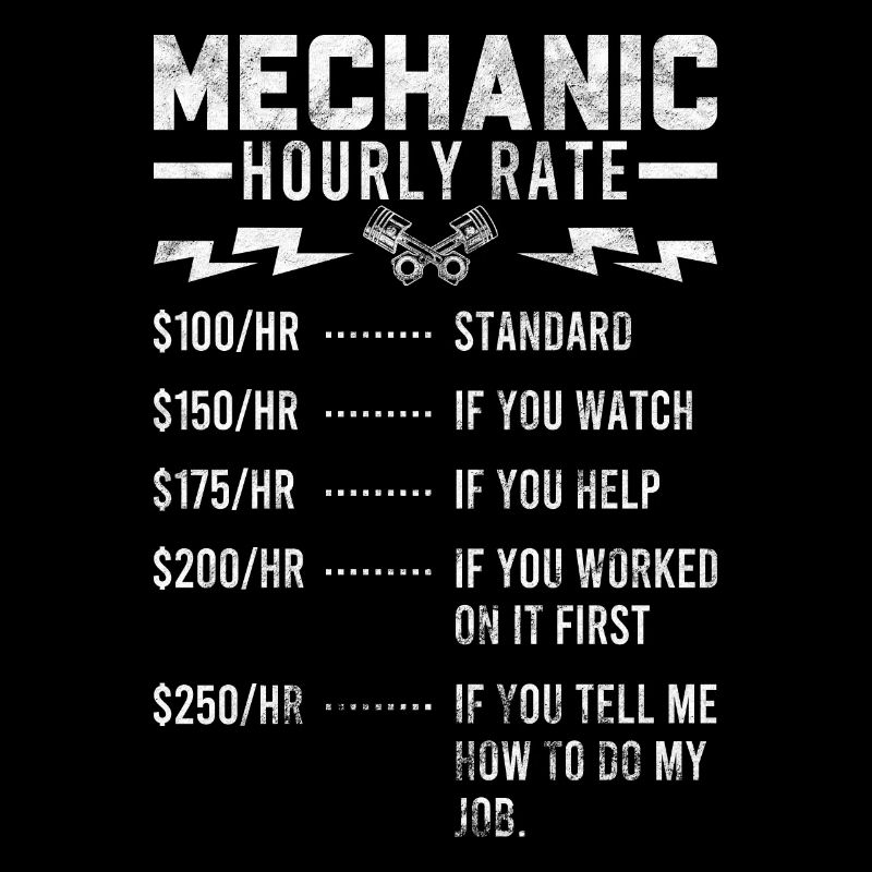 Mechanic Hourly Rate Mechaniker Geschenk Werkstatt