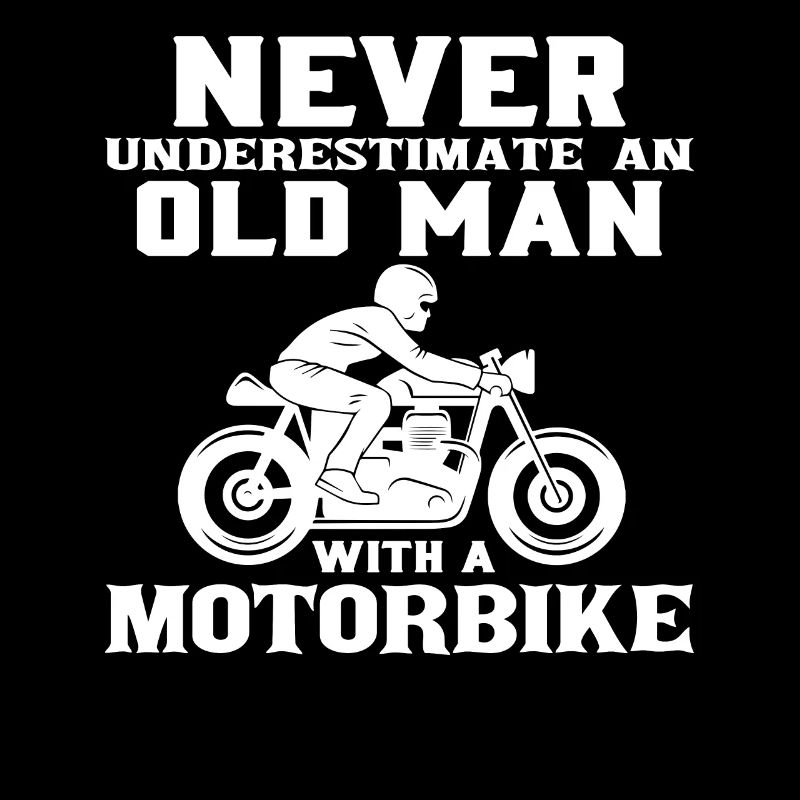 Old man with motorcycle hobby biker pension