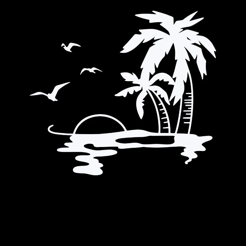 Digital drawing beach with palm trees