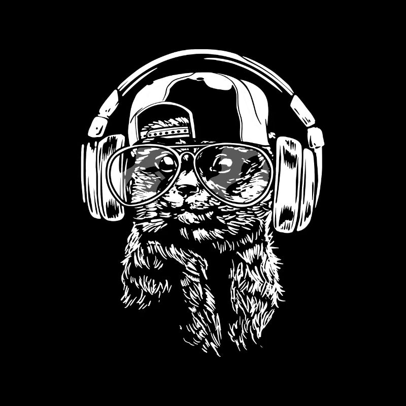 Erdmännchen mit Kopfhörer und cooler Sonnen Brille