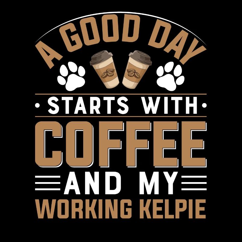 Working Kelpie Coffee Drinking Dog Owner Dog