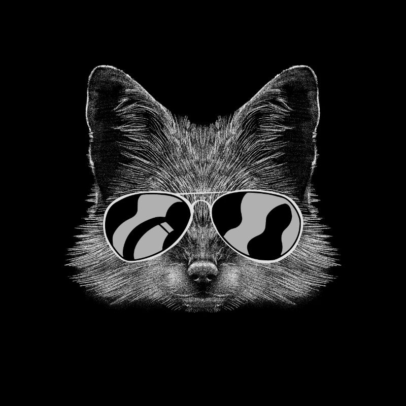 Fox avec écouteurs et lunettes d’égaliseur cool