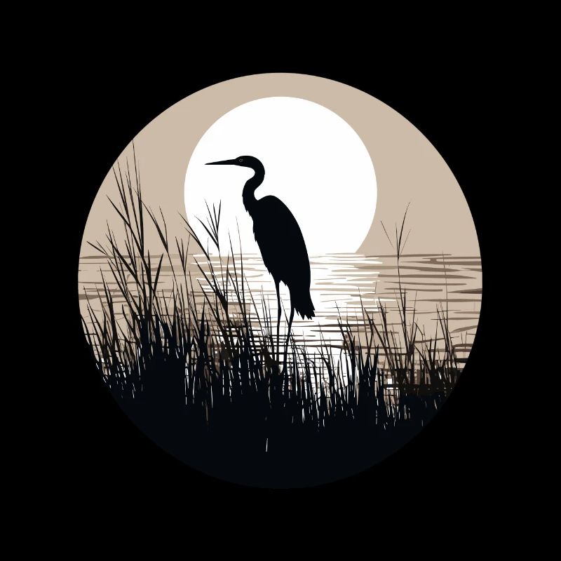 Hérons dans les roseaux