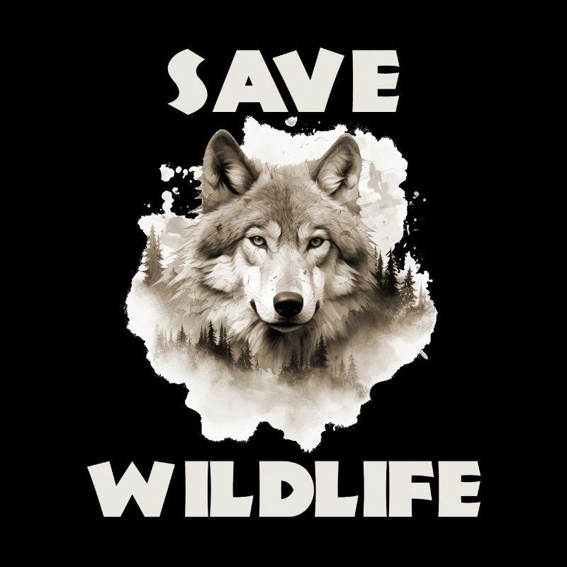 Save Wildlife Wolf Wolf Head Motif