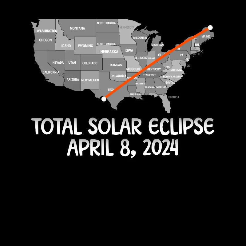 Gesamt Solarfinsternis 8. April 2024 USA MAP -Gesa