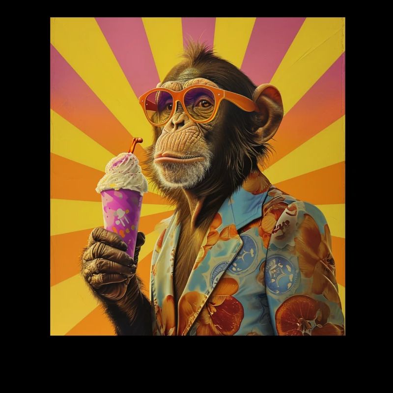 Ice Cream Monkey Summer Ice Cream Glacier Parlor Chimpanzé